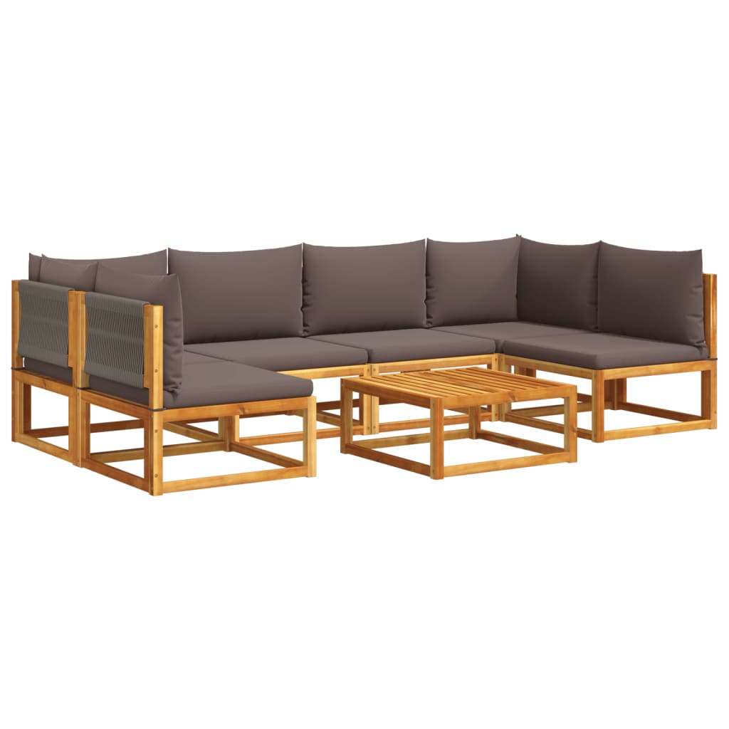 vidaXL Set canapele de grădină cu 7 piese, perne, lemn de salcâm și frânghie vidaXL Set canapele de grădină cu 7 piese, perne, lemn de salcâm și frânghie