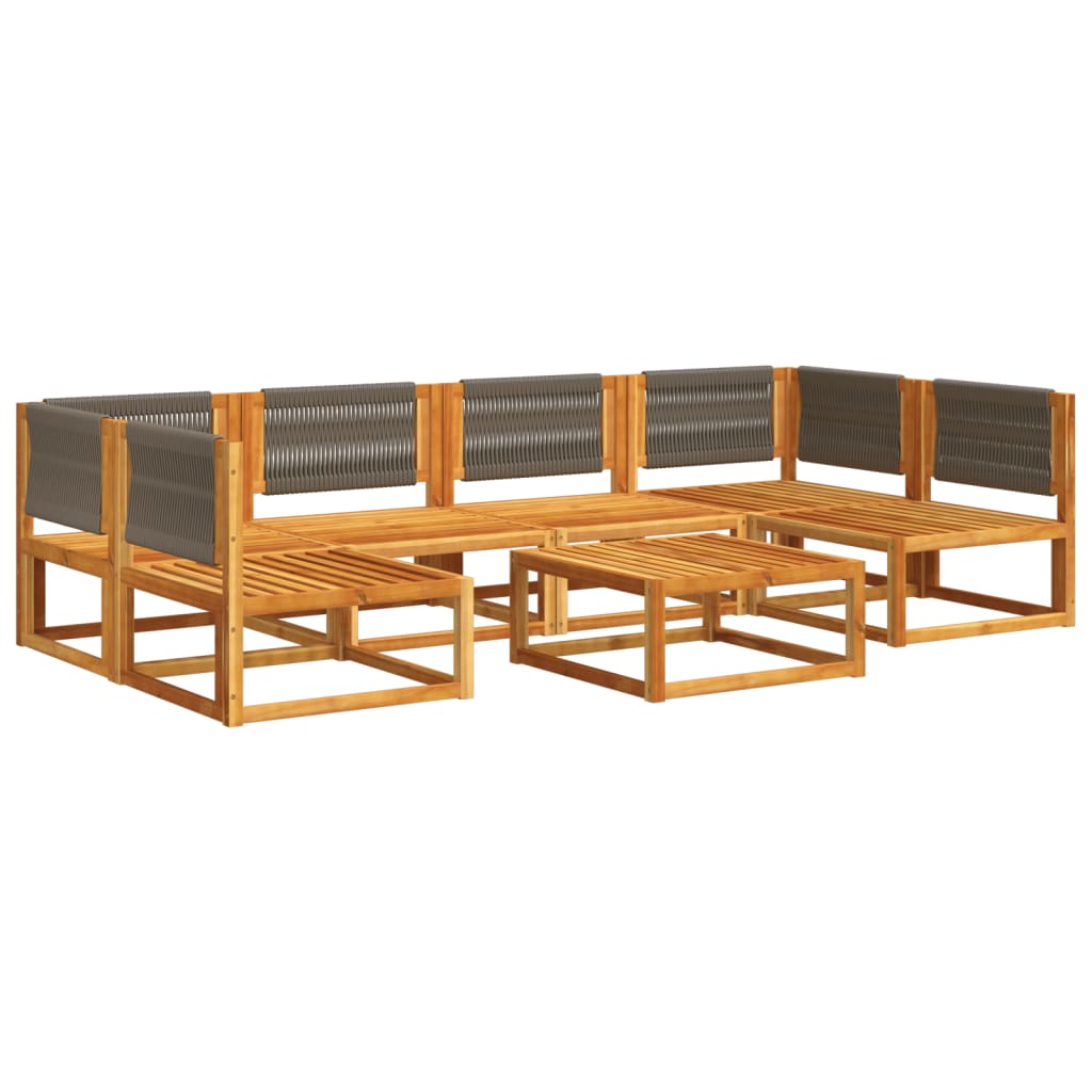 vidaXL Set canapele de grădină cu 7 piese, perne, lemn de salcâm și frânghie vidaXL Set canapele de grădină cu 7 piese, perne, lemn de salcâm și frânghie