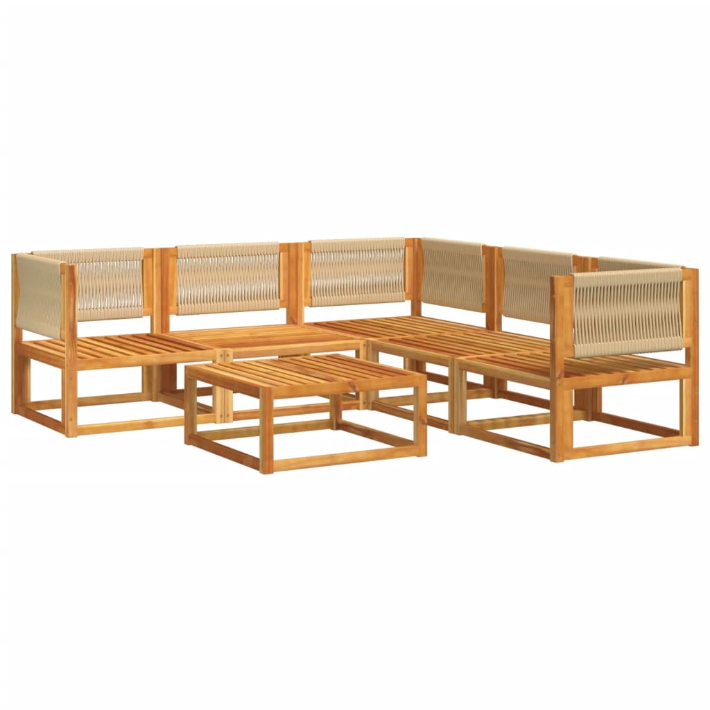vidaXL Set canapele de grădină cu 6 piese, lemn de salcâm și frânghie vidaXL Set canapele de grădină cu 6 piese, lemn de salcâm și frânghie