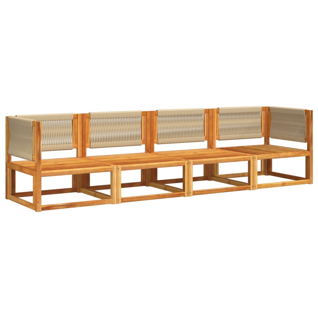 vidaXL Set canapele de grădină cu 4 piese, lemn de acacia și frânghie