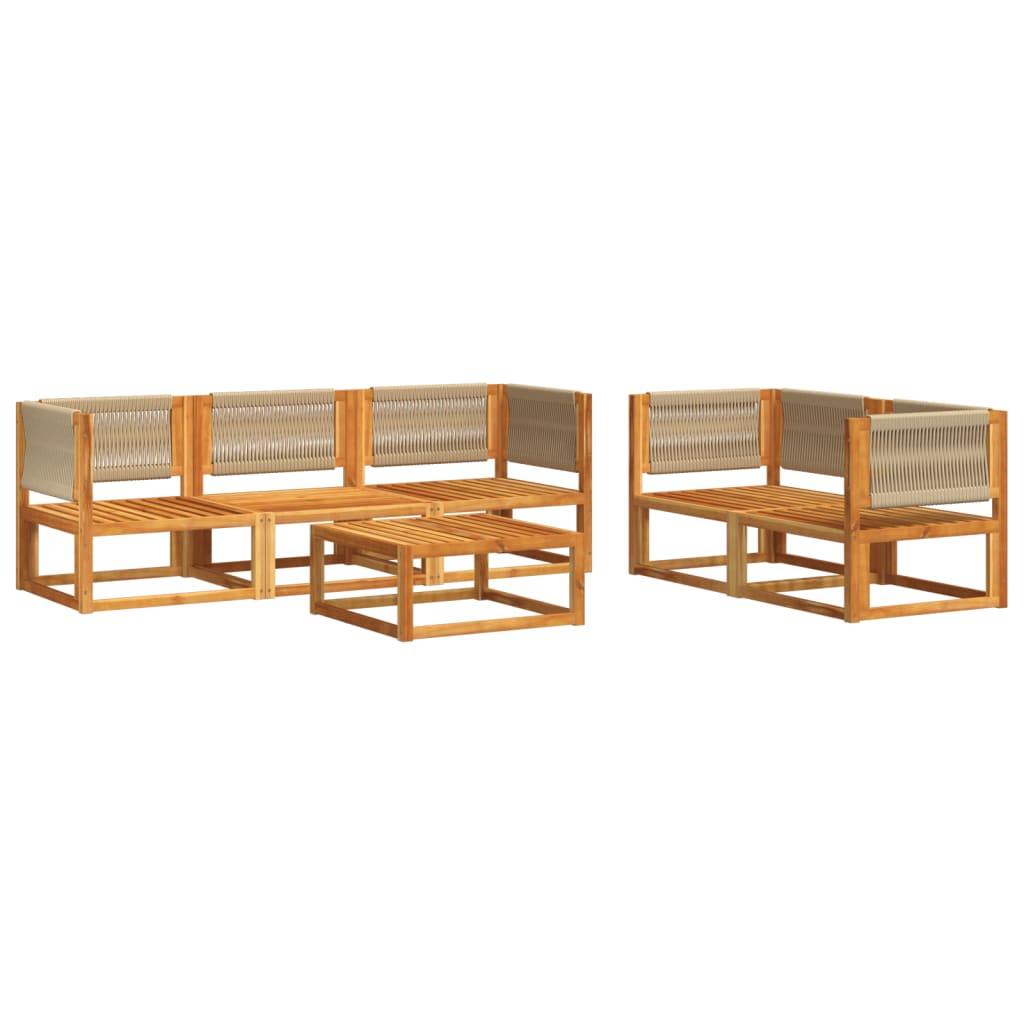vidaXL Set canapele de grădină cu 6 piese, lemn de salcâm și frânghie vidaXL Set canapele de grădină cu 6 piese, lemn de salcâm și frânghie