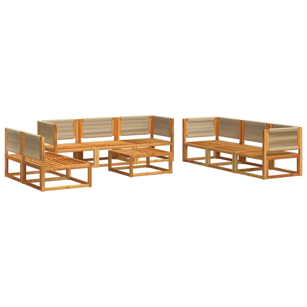 vidaXL Set canapele de grădină cu 9 piese, lemn de salcâm și frânghie vidaXL Set canapele de grădină cu 9 piese, lemn de salcâm și frânghie