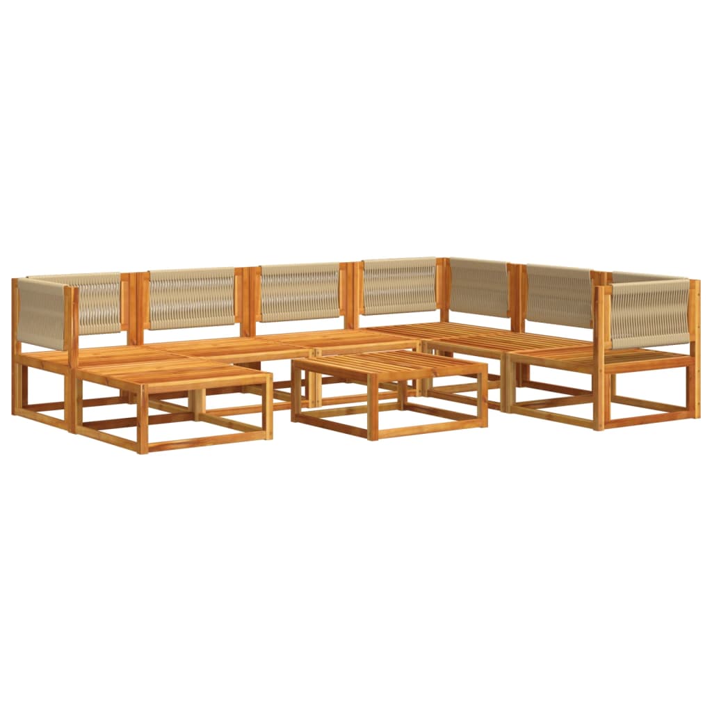 vidaXL Set canapele de grădină cu 8 piese, lemn de acacia și frânghie