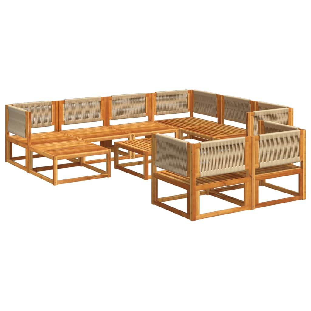 vidaXL Set canapele de grădină cu 10 piese, lemn de salcâm și frânghie vidaXL Set canapele de grădină cu 10 piese, lemn de salcâm și frânghie