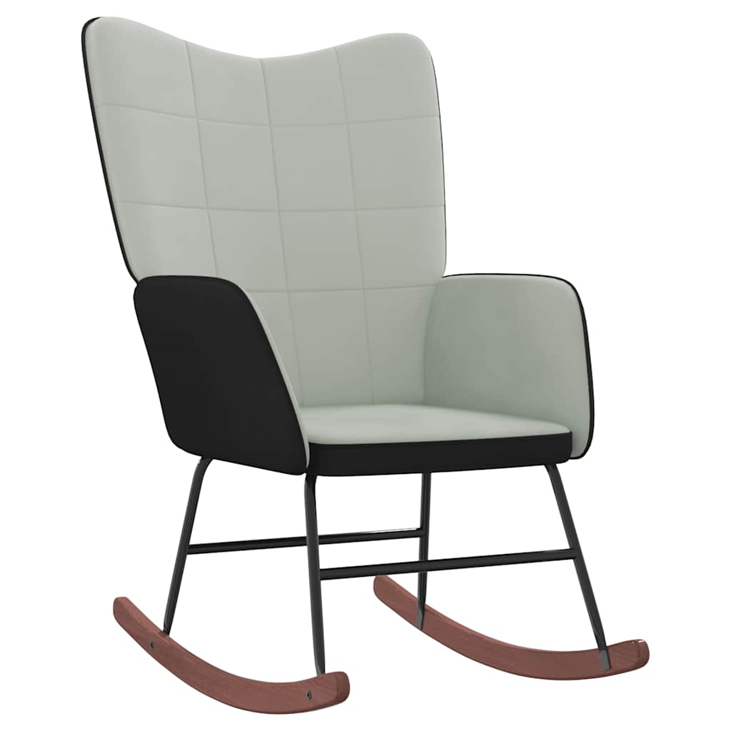 vidaXL Scaun balansoar cu taburet, gri deschis, catifea și PVC vidaXL Scaun balansoar cu taburet, gri deschis, catifea și PVC