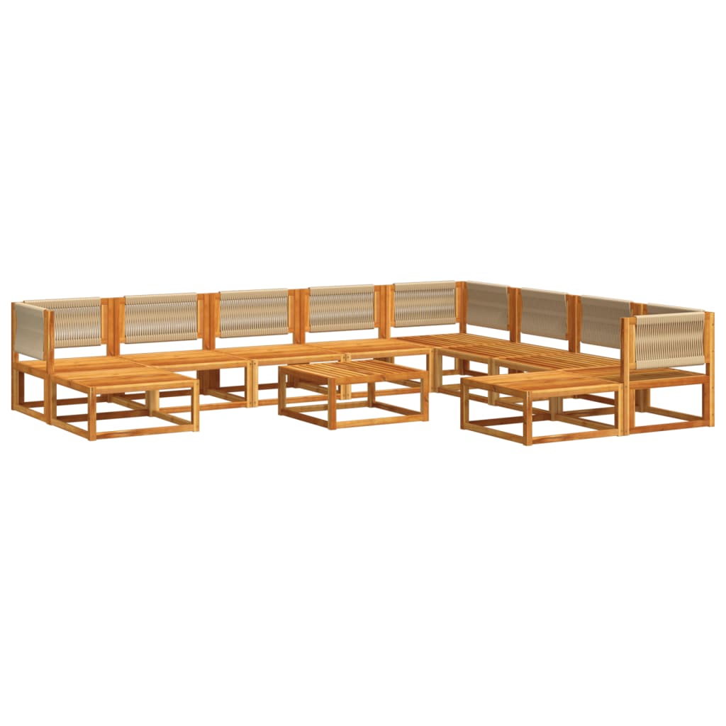 vidaXL Set canapele de grădină cu 11 piese și perne din lemn de acacia și frânghie vidaXL Set canapele de grădină cu 11 piese și perne din lemn de acacia și frânghie