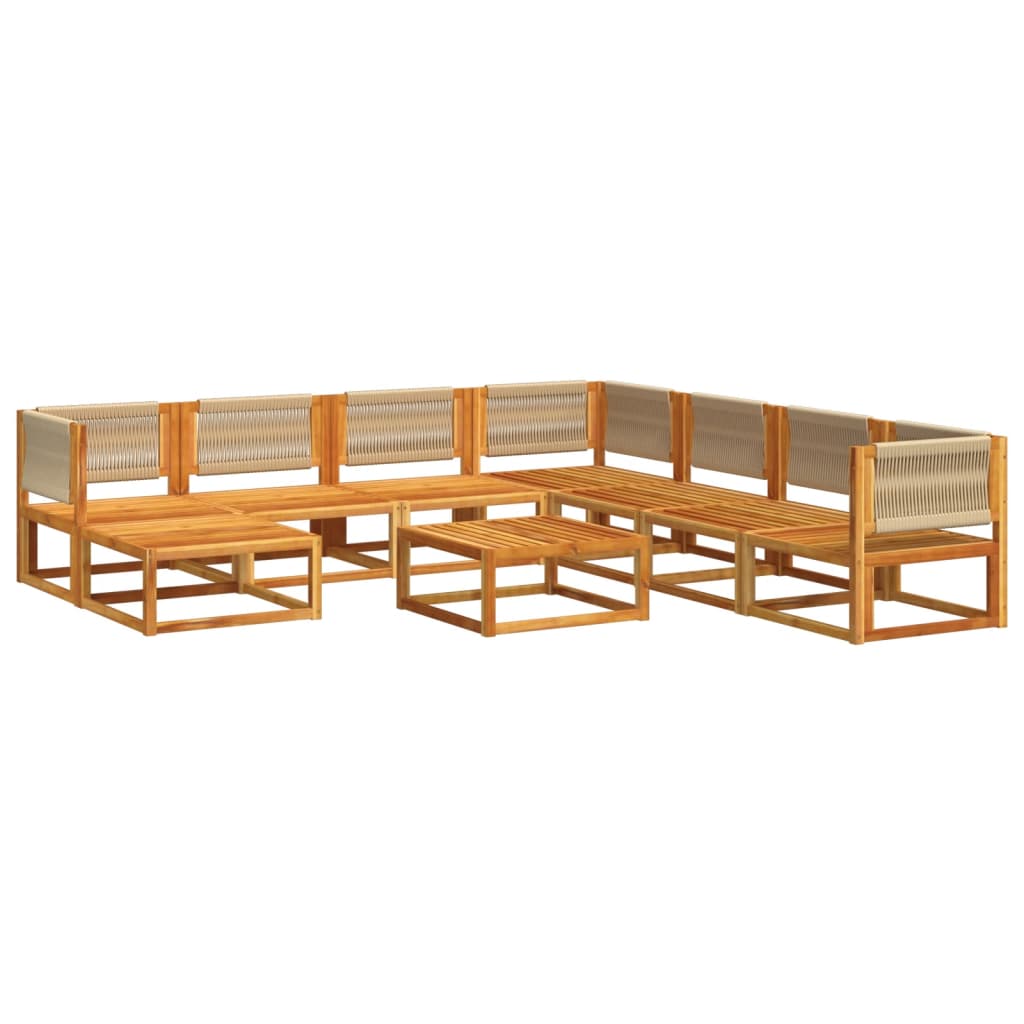 vidaXL Set canapele de grădină cu 9 piese, lemn de salcâm și frânghie vidaXL Set canapele de grădină cu 9 piese, lemn de salcâm și frânghie