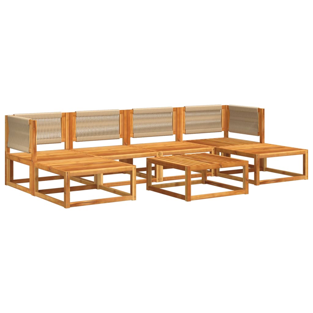 vidaXL Set canapele de grădină cu 7 piese, perne, lemn de salcâm și frânghie vidaXL Set canapele de grădină cu 7 piese, perne, lemn de salcâm și frânghie