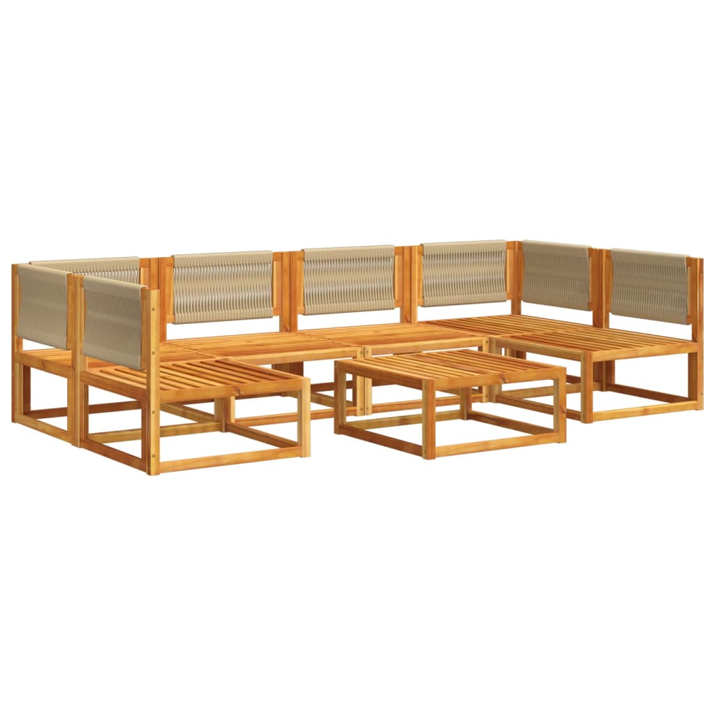 vidaXL Set canapele de grădină cu 7 piese, perne, lemn de salcâm și frânghie vidaXL Set canapele de grădină cu 7 piese, perne, lemn de salcâm și frânghie