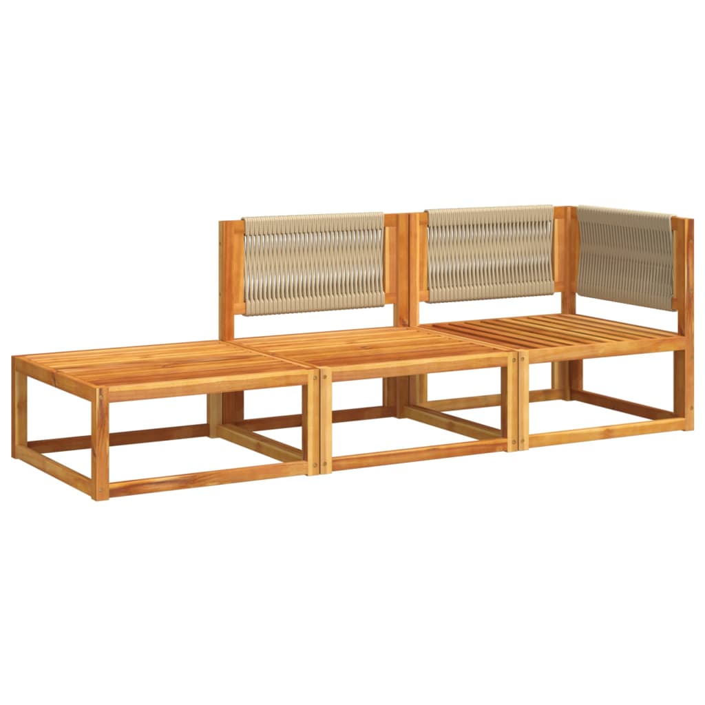 vidaXL Set canapele de grădină 3 piese cu perne din lemn de acacia și frânghie vidaXL Set canapele de grădină 3 piese cu perne din lemn de acacia și frânghie