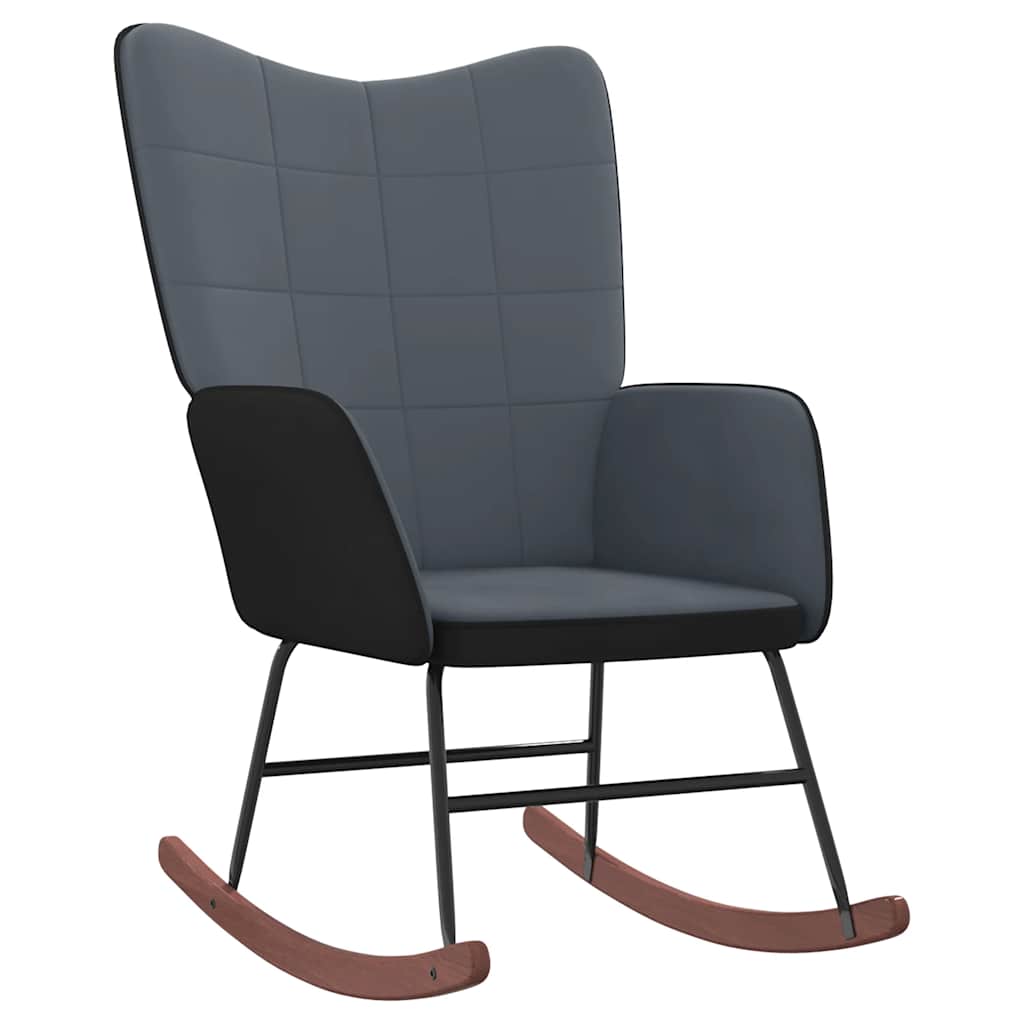 vidaXL Scaun balansoar cu taburet, gri închis, catifea și PVC