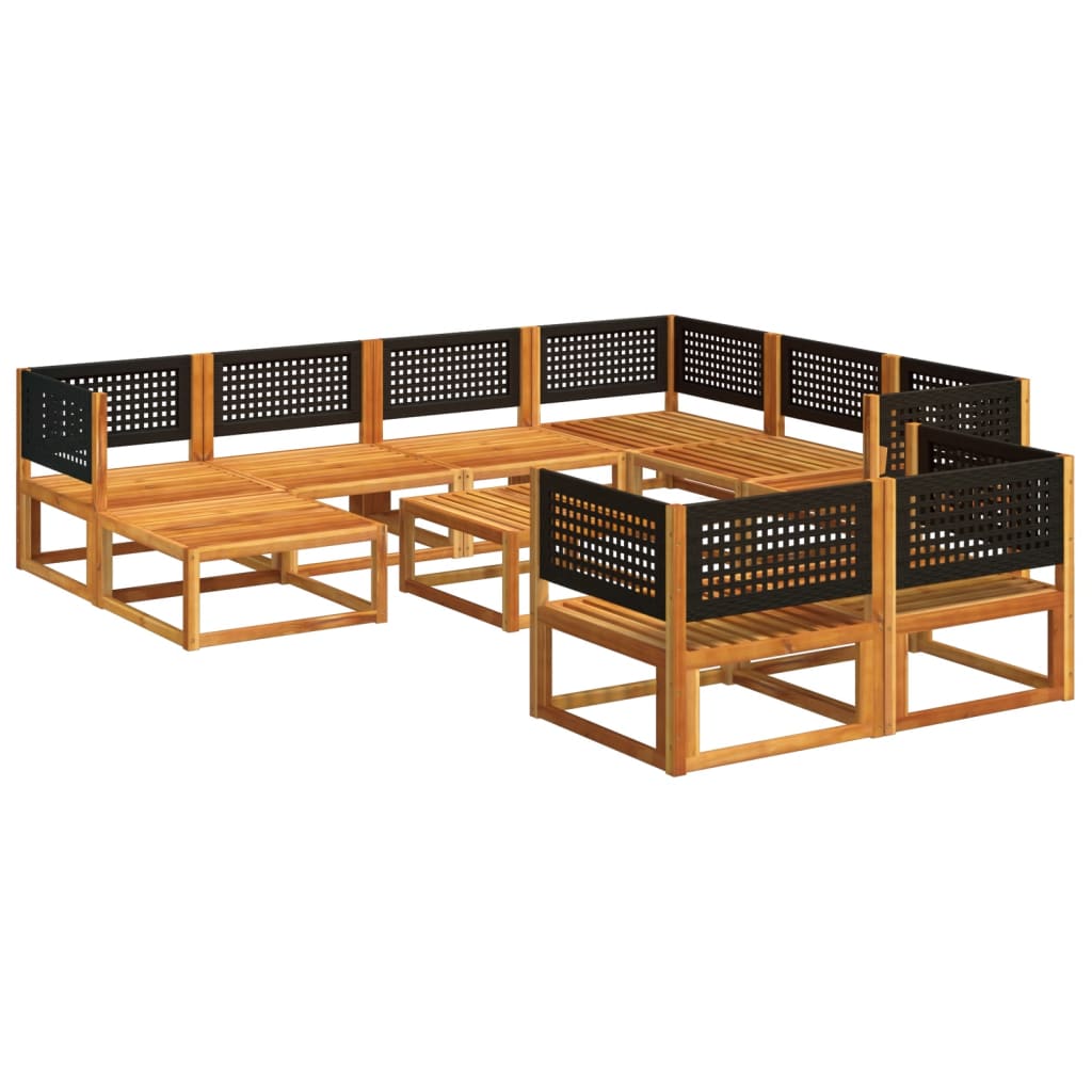 vidaXL Set canapele de grădină cu 10 piese și perne, lemn de salcâm și ratan vidaXL Set canapele de grădină cu 10 piese și perne, lemn de salcâm și ratan