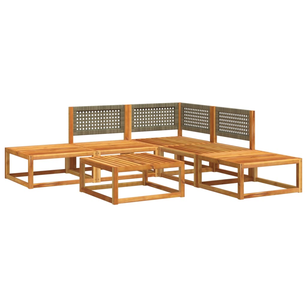 vidaXL Set canapele de grădină cu 6 piese și perne, lemn de salcâm și ratan vidaXL Set canapele de grădină cu 6 piese și perne, lemn de salcâm și ratan