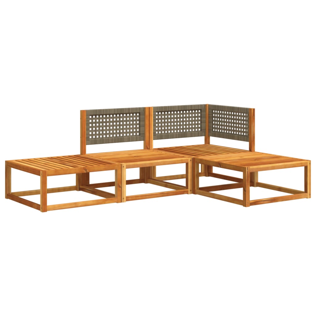 vidaXL Set canapele de grădină cu 4 piese și perne, lemn de salcâm și ratan vidaXL Set canapele de grădină cu 4 piese și perne, lemn de salcâm și ratan