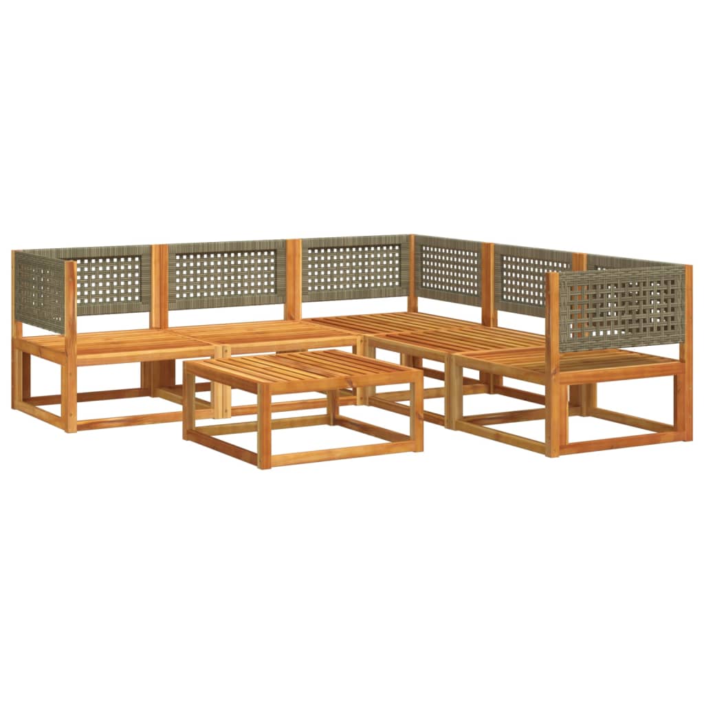 vidaXL Set canapele de grădină cu 6 piese și perne, lemn de salcâm și ratan vidaXL Set canapele de grădină cu 6 piese și perne, lemn de salcâm și ratan