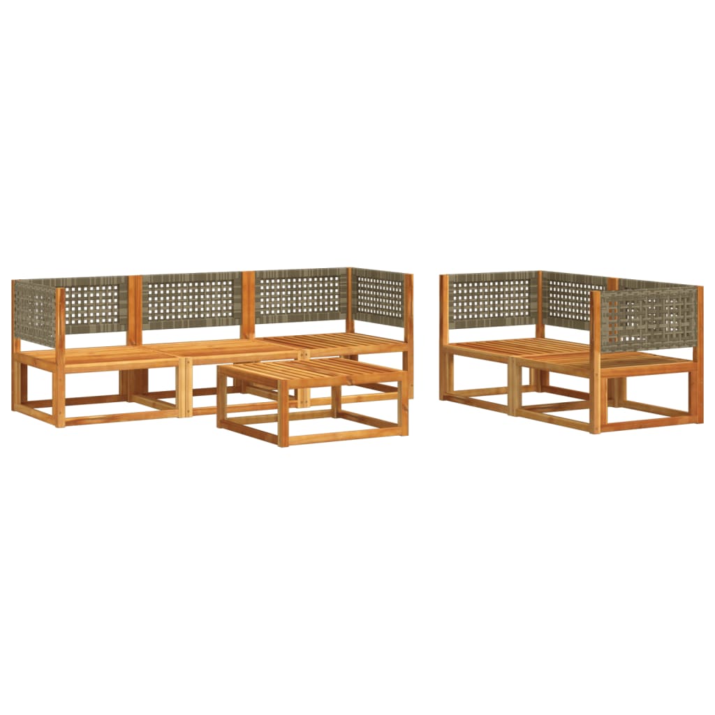 vidaXL Set canapele de grădină cu 6 piese și perne, lemn de salcâm și ratan vidaXL Set canapele de grădină cu 6 piese și perne, lemn de salcâm și ratan
