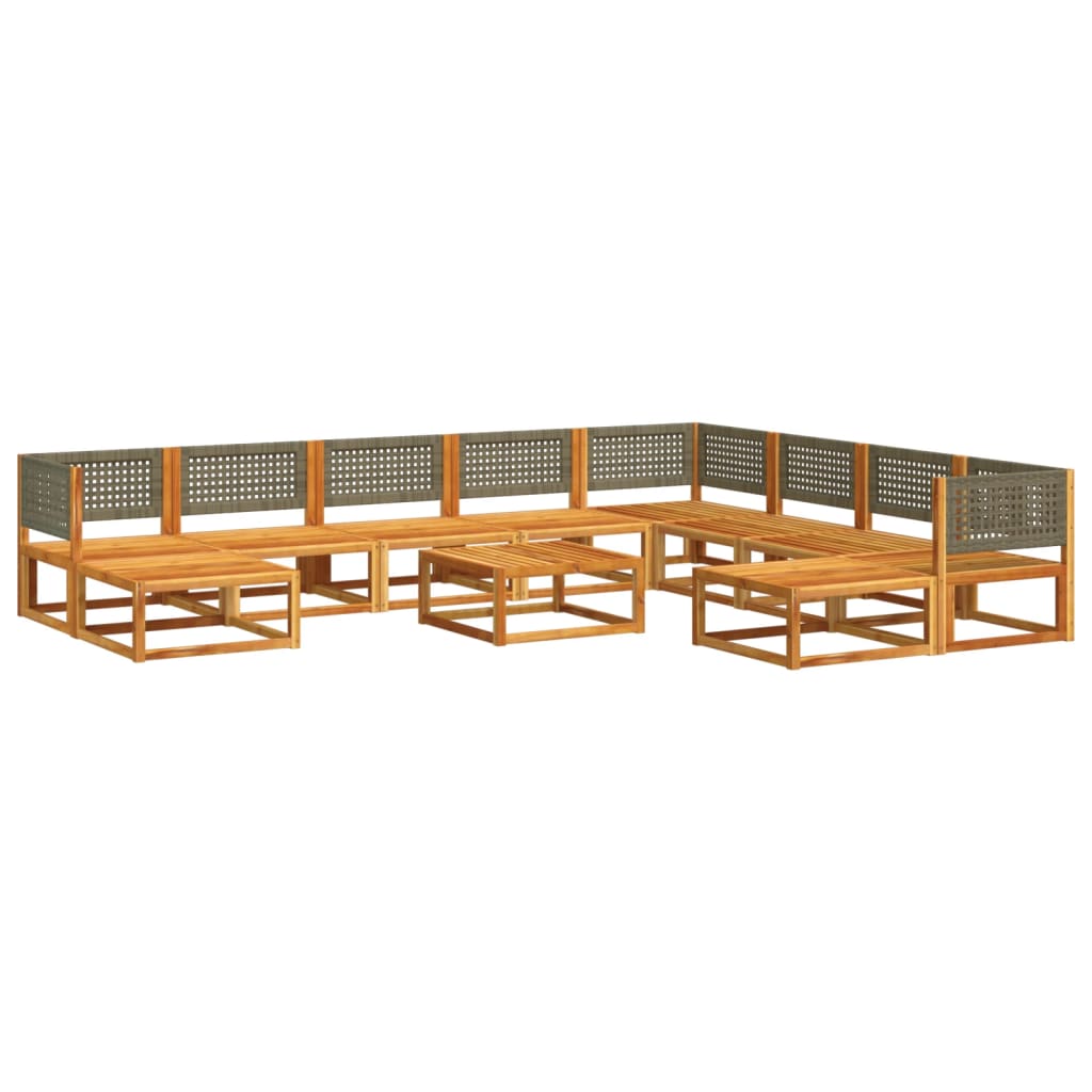 vidaXL Set canapele de grădină cu 11 piese și perne, lemn de salcâm și ratan vidaXL Set canapele de grădină cu 11 piese și perne, lemn de salcâm și ratan