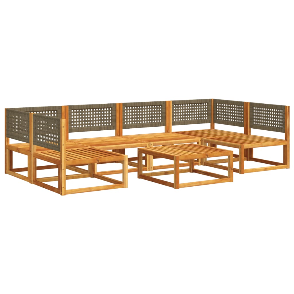 vidaXL Set canapele de grădină cu 7 piese și perne, lemn de salcâm și ratan vidaXL Set canapele de grădină cu 7 piese și perne, lemn de salcâm și ratan