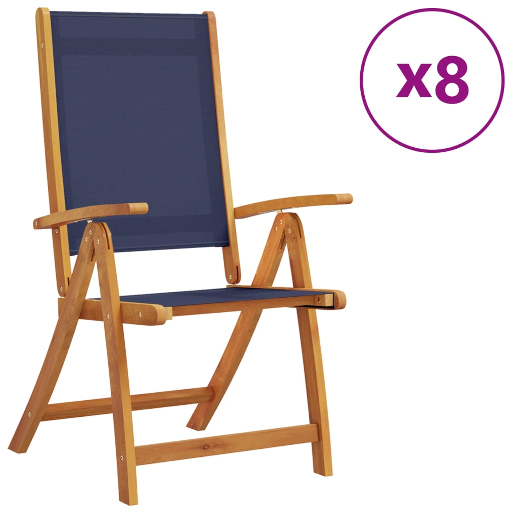 vidaXL Scaune de grădină pliabile 8 buc. lemn masiv acacia & textilenă