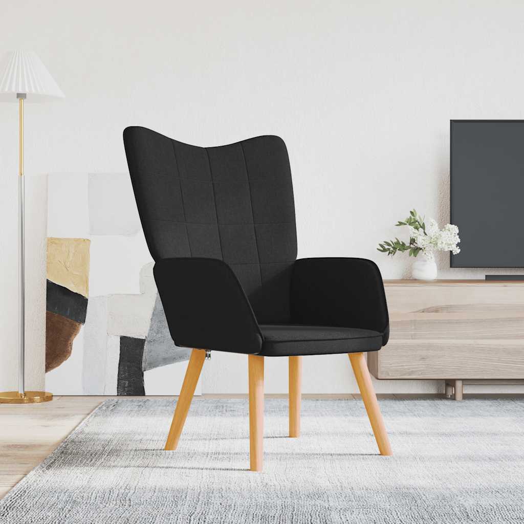 vidaXL Scaun de relaxare, negru, material textil vidaXL Scaun de relaxare, negru, material textil