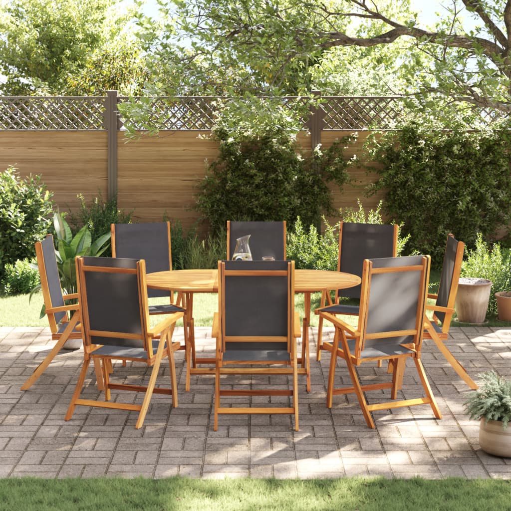 vidaXL Set mobilier de grădină, 9 piese, lemn masiv acacia/textilenă vidaXL Set mobilier de grădină, 9 piese, lemn masiv acacia/textilenă