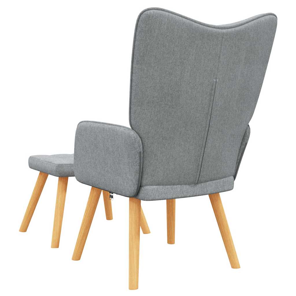 vidaXL Scaun de relaxare cu taburet, gri deschis, textil vidaXL Scaun de relaxare cu taburet, gri deschis, textil