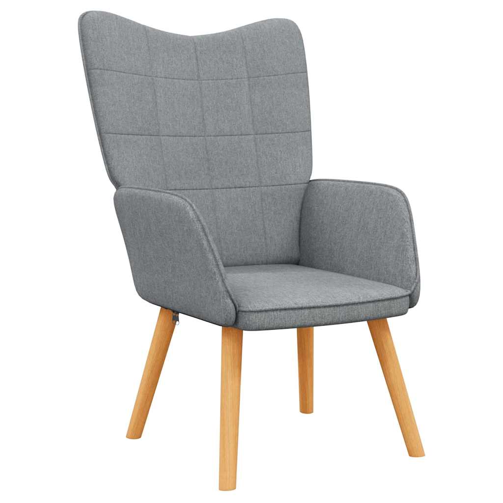 vidaXL Scaun de relaxare cu taburet, gri deschis, textil vidaXL Scaun de relaxare cu taburet, gri deschis, textil