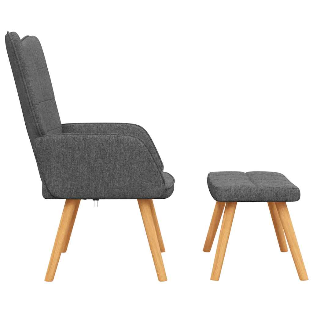 vidaXL Scaun de relaxare cu taburet, gri închis, textil vidaXL Scaun de relaxare cu taburet, gri închis, textil