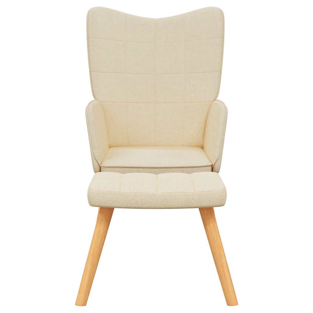 vidaXL Scaun de relaxare cu taburet, crem, textil vidaXL Scaun de relaxare cu taburet, crem, textil