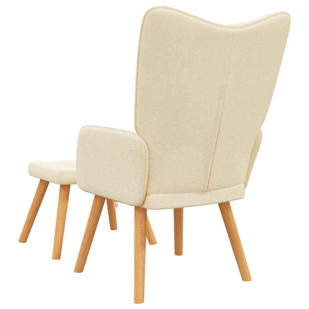 vidaXL Scaun de relaxare cu taburet, crem, textil vidaXL Scaun de relaxare cu taburet, crem, textil