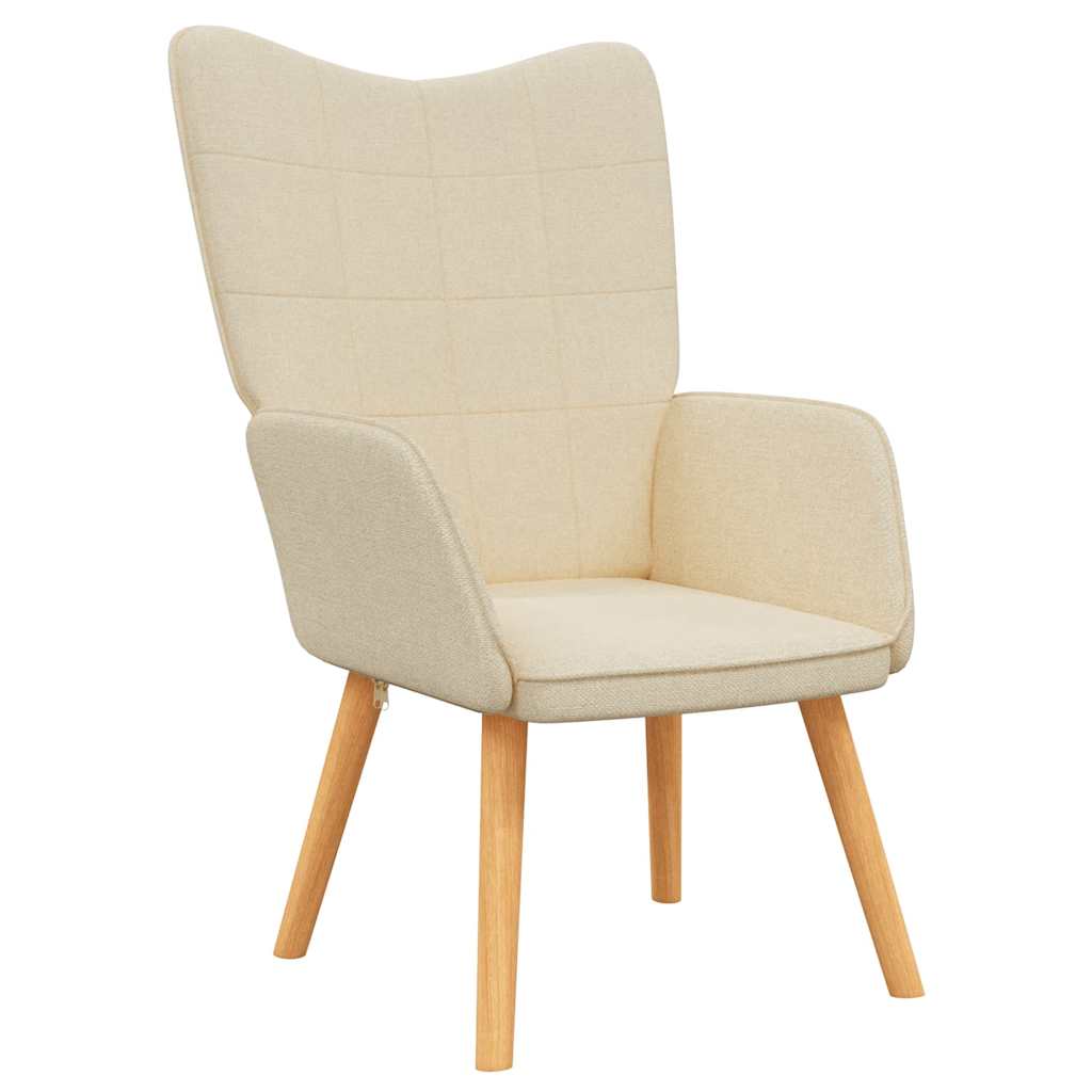 vidaXL Scaun de relaxare cu taburet, crem, textil vidaXL Scaun de relaxare cu taburet, crem, textil