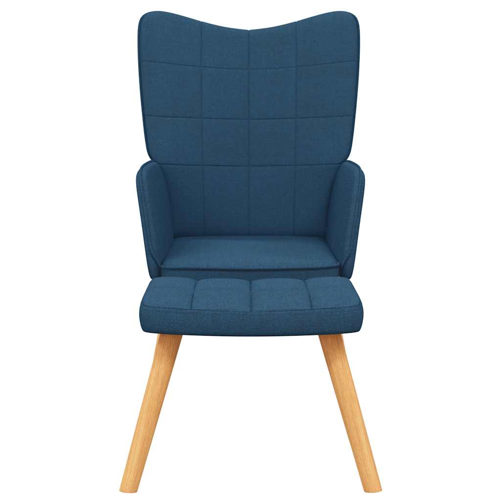 vidaXL Scaun de relaxare cu taburet, albastru, textil vidaXL Scaun de relaxare cu taburet, albastru, textil
