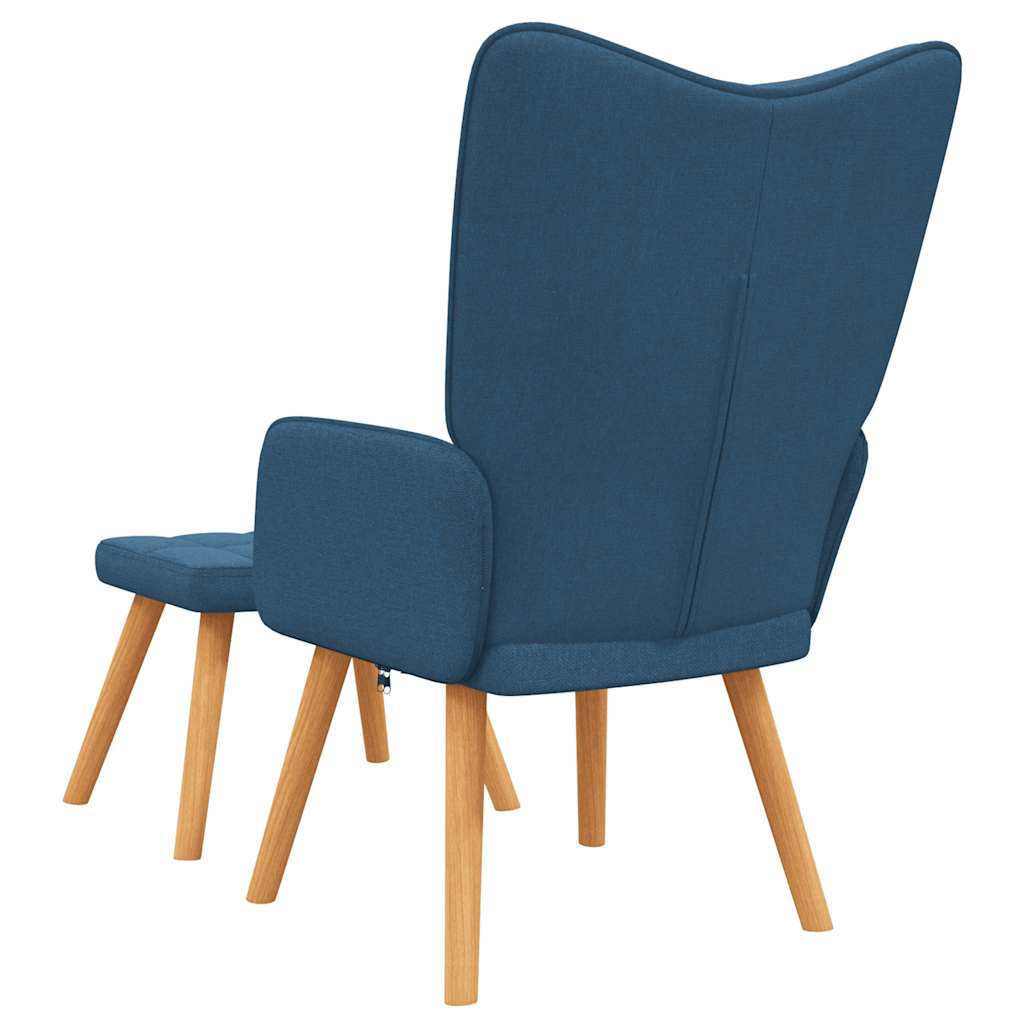 vidaXL Scaun de relaxare cu taburet, albastru, textil vidaXL Scaun de relaxare cu taburet, albastru, textil