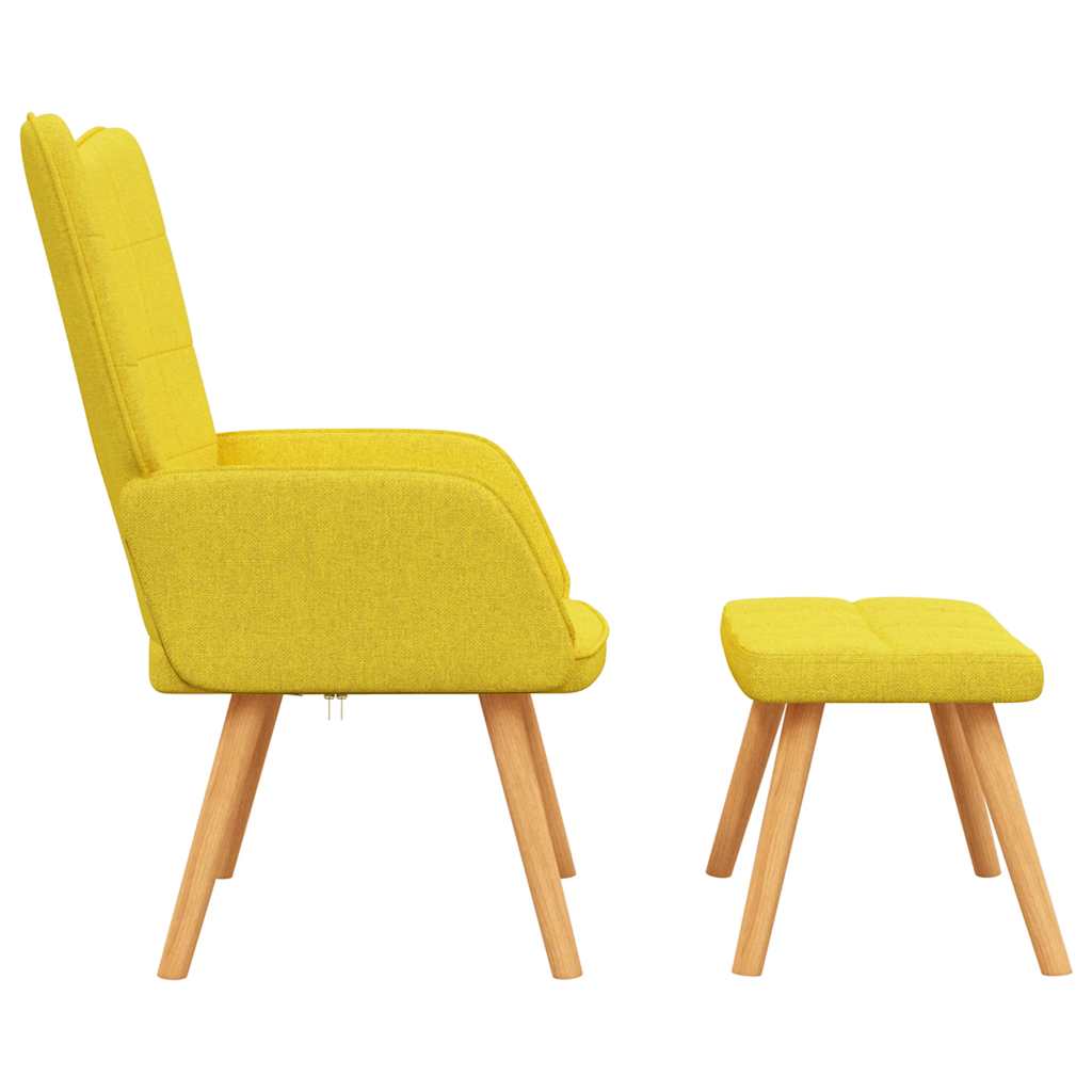 vidaXL Scaun relaxare cu taburet, galben muștar, textil vidaXL Scaun relaxare cu taburet, galben muștar, textil
