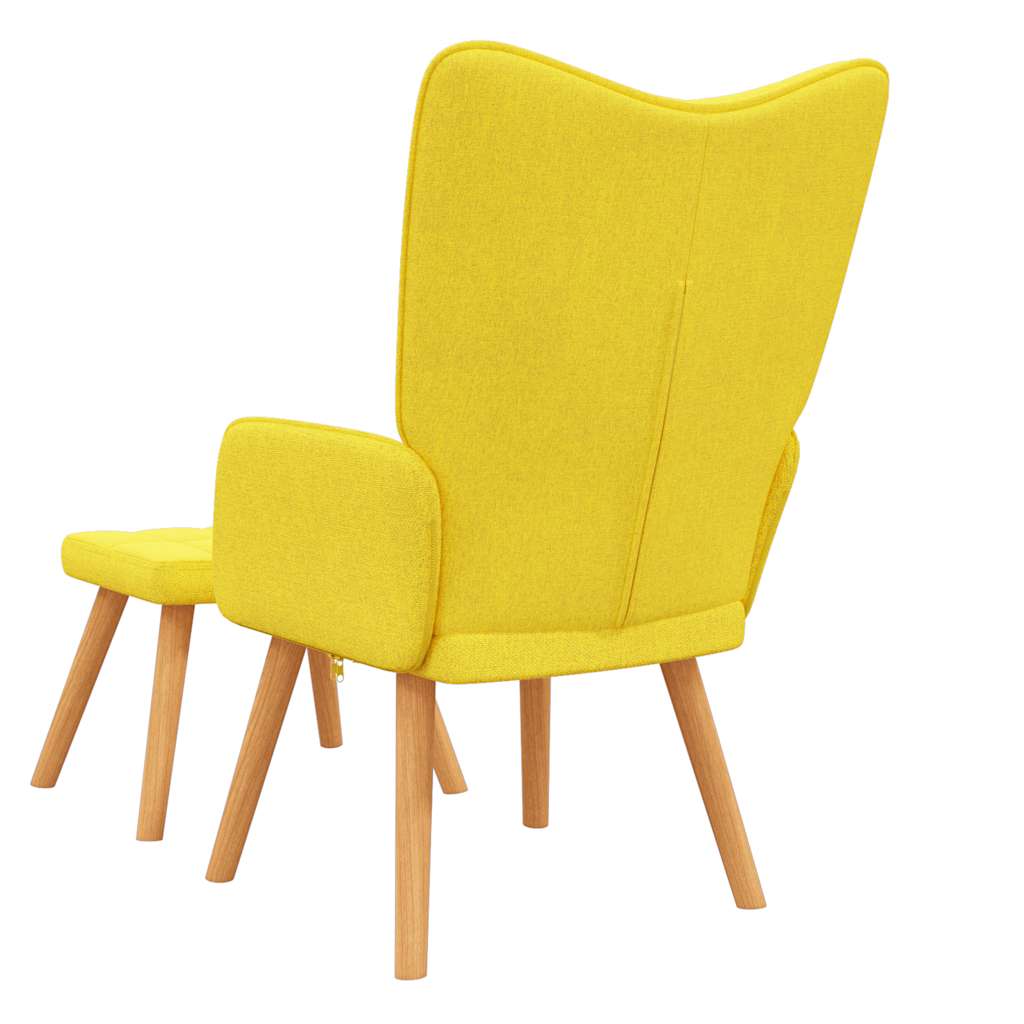 vidaXL Scaun relaxare cu taburet, galben muștar, textil vidaXL Scaun relaxare cu taburet, galben muștar, textil