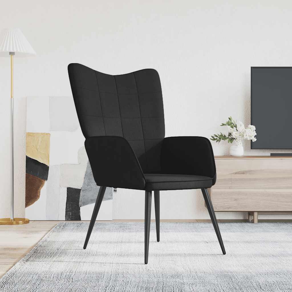 vidaXL Scaun de relaxare, negru, material textil vidaXL Scaun de relaxare, negru, material textil