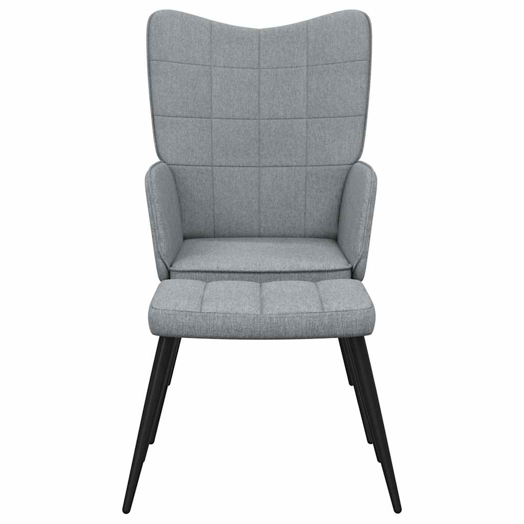 vidaXL Scaun de relaxare cu taburet, gri deschis,textil vidaXL Scaun de relaxare cu taburet, gri deschis,textil