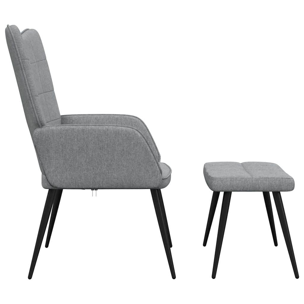 vidaXL Scaun de relaxare cu taburet, gri deschis,textil vidaXL Scaun de relaxare cu taburet, gri deschis,textil