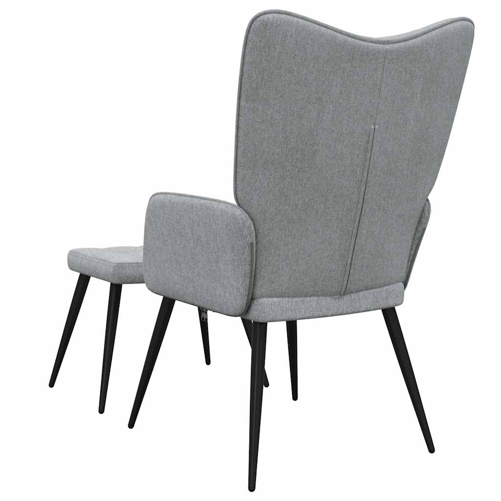 vidaXL Scaun de relaxare cu taburet, gri deschis,textil vidaXL Scaun de relaxare cu taburet, gri deschis,textil