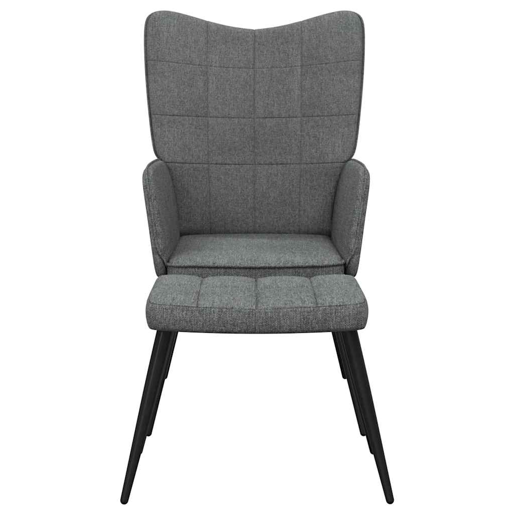 vidaXL Scaun de relaxare cu taburet, gri închis, textil vidaXL Scaun de relaxare cu taburet, gri închis, textil