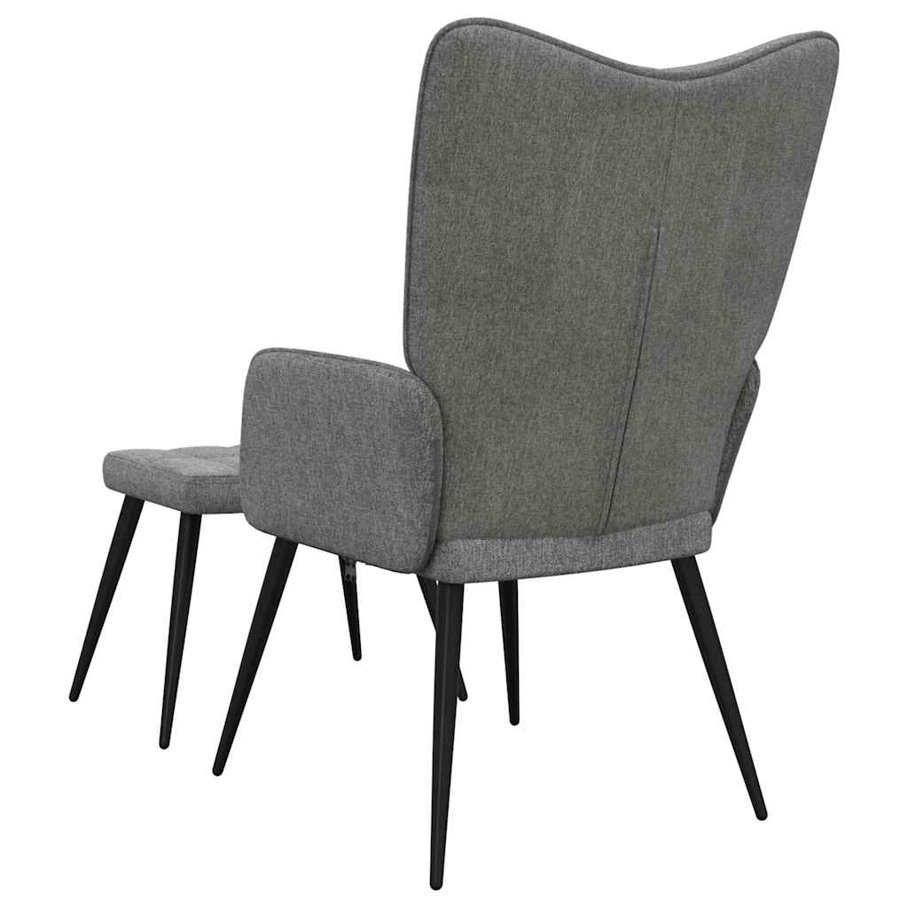 vidaXL Scaun de relaxare cu taburet, gri închis, textil vidaXL Scaun de relaxare cu taburet, gri închis, textil
