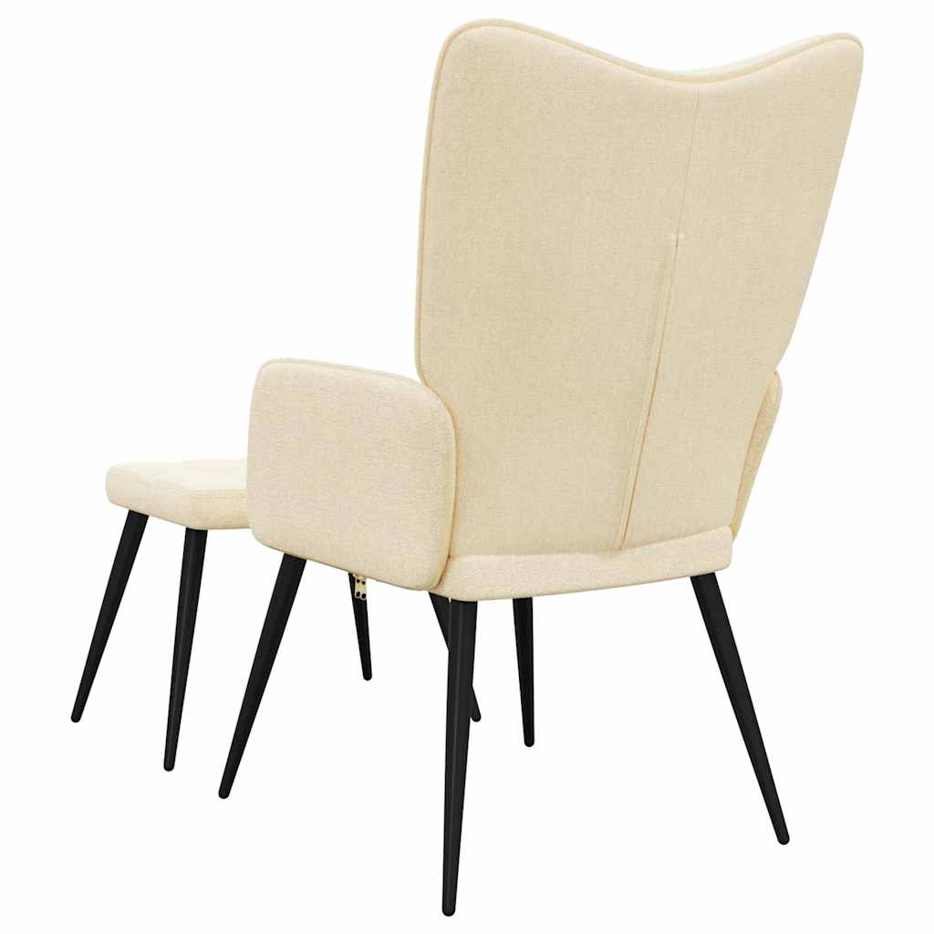 vidaXL Scaun de relaxare cu taburet, crem, textil vidaXL Scaun de relaxare cu taburet, crem, textil