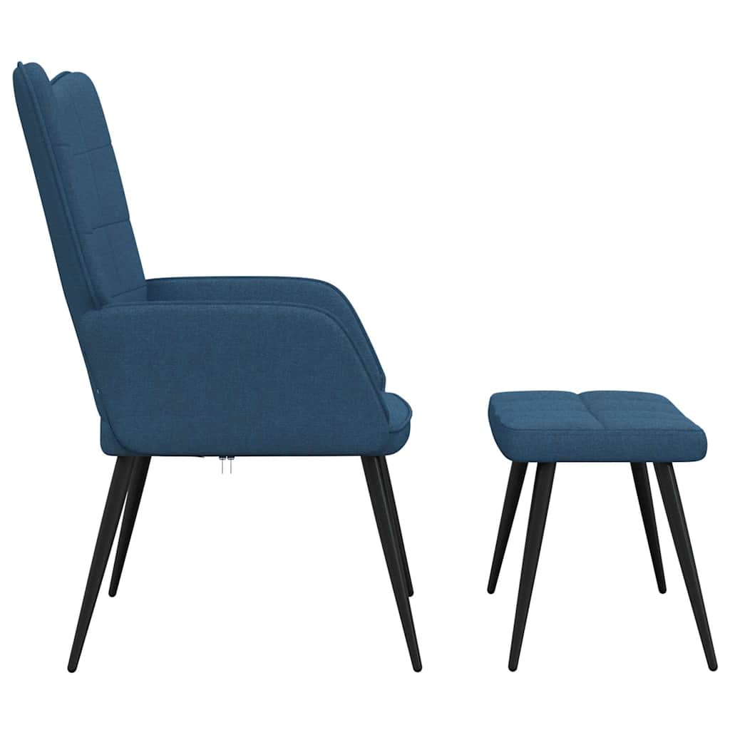 vidaXL Scaun de relaxare cu taburet, albastru, textil vidaXL Scaun de relaxare cu taburet, albastru, textil