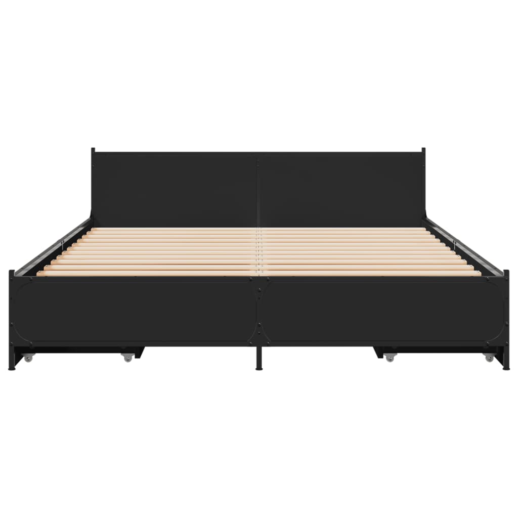 vidaXL Cadru de pat cu sertare, negru, 140x200 cm, lemn prelucrat vidaXL Cadru de pat cu sertare, negru, 140x200 cm, lemn prelucrat
