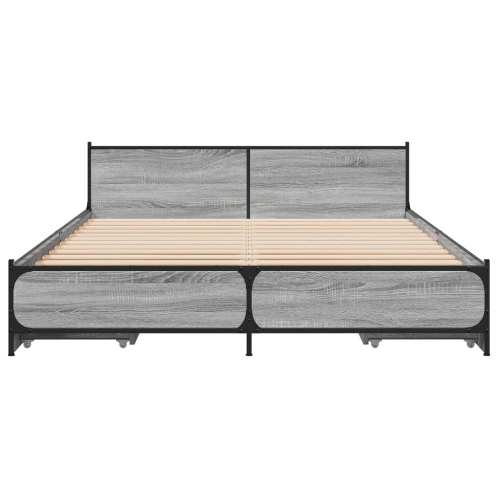 vidaXL Cadru de pat cu sertare gri sonoma 140x200 cm lemn prelucrat