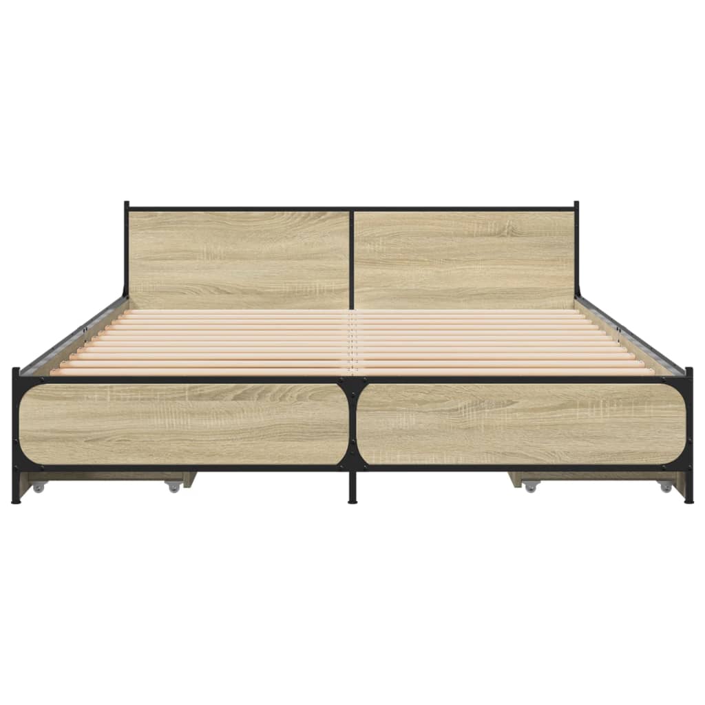 vidaXL Cadru de pat cu sertare stejar sonoma 120x200 cm lemn prelucrat vidaXL Cadru de pat cu sertare stejar sonoma 120x200 cm lemn prelucrat