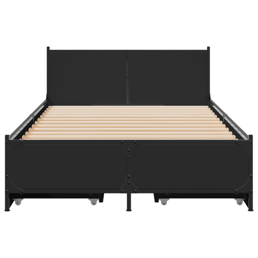 vidaXL Cadru de pat cu sertare, negru, 90x200 cm, lemn prelucrat vidaXL Cadru de pat cu sertare, negru, 90x200 cm, lemn prelucrat