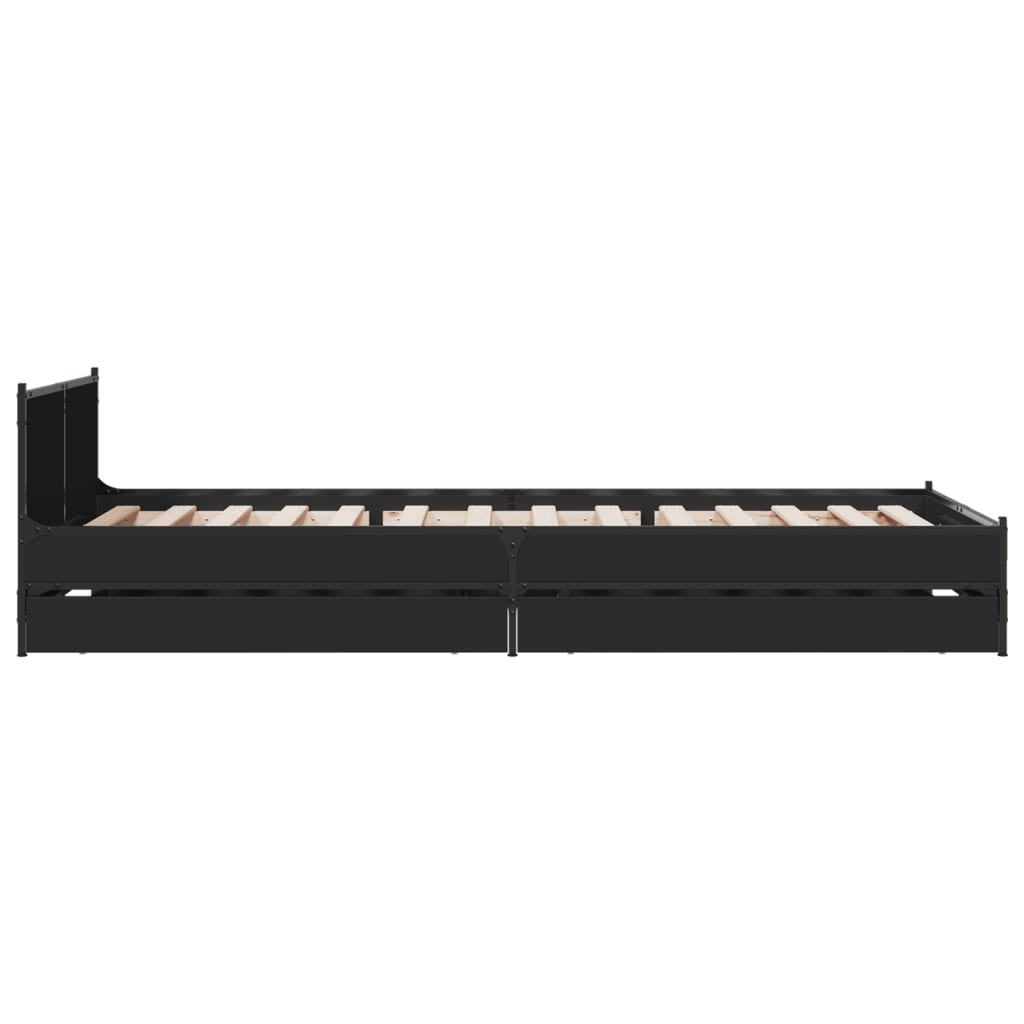 vidaXL Cadru de pat cu sertare, negru, 90x200 cm, lemn prelucrat vidaXL Cadru de pat cu sertare, negru, 90x200 cm, lemn prelucrat
