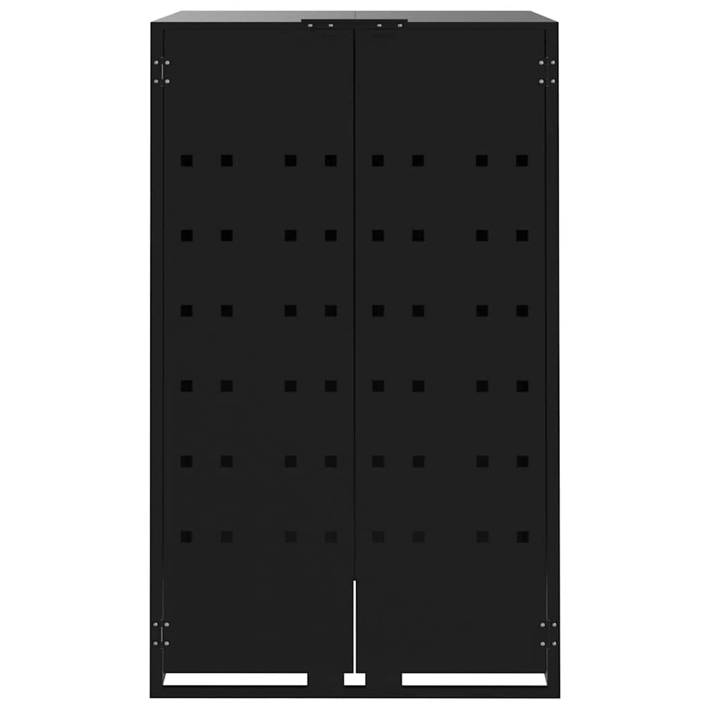 vidaXL Depozitare coș gunoi cu roți 2 coșuri negru 138x79x117 cm oțel vidaXL Depozitare coș gunoi cu roți 2 coșuri negru 138x79x117 cm oțel