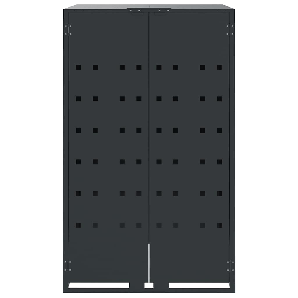 vidaXL Depozitare coș gunoi roți 2 coșuri antracit 138x79x117 cm oțel vidaXL Depozitare coș gunoi roți 2 coșuri antracit 138x79x117 cm oțel